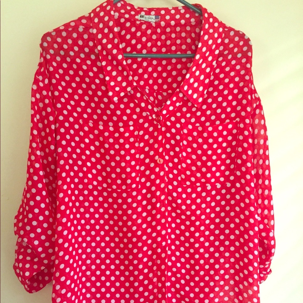 Red polka dot blouse
